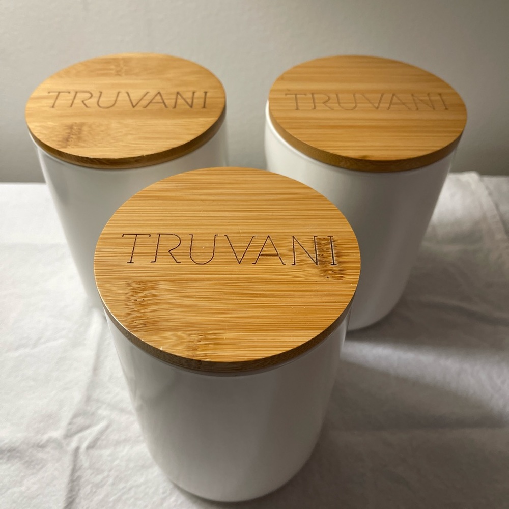 Cream White Truvani Canister Set of 3 EUC